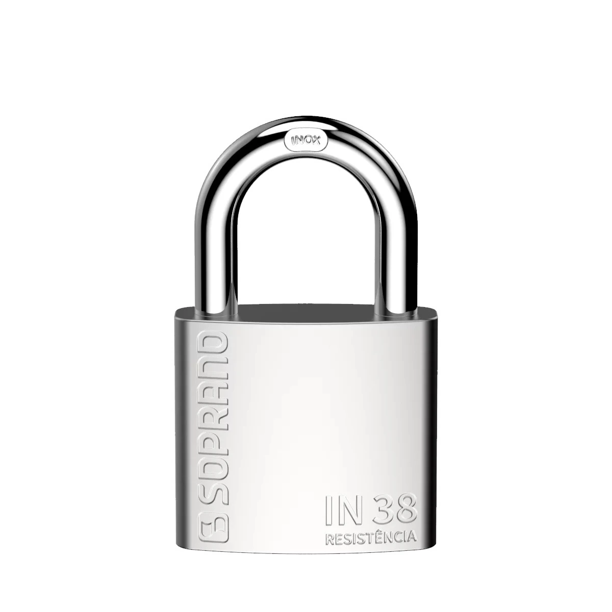 Cadeado De Aço Inox Maciço 38mm Escovado Blister In38 Soprano