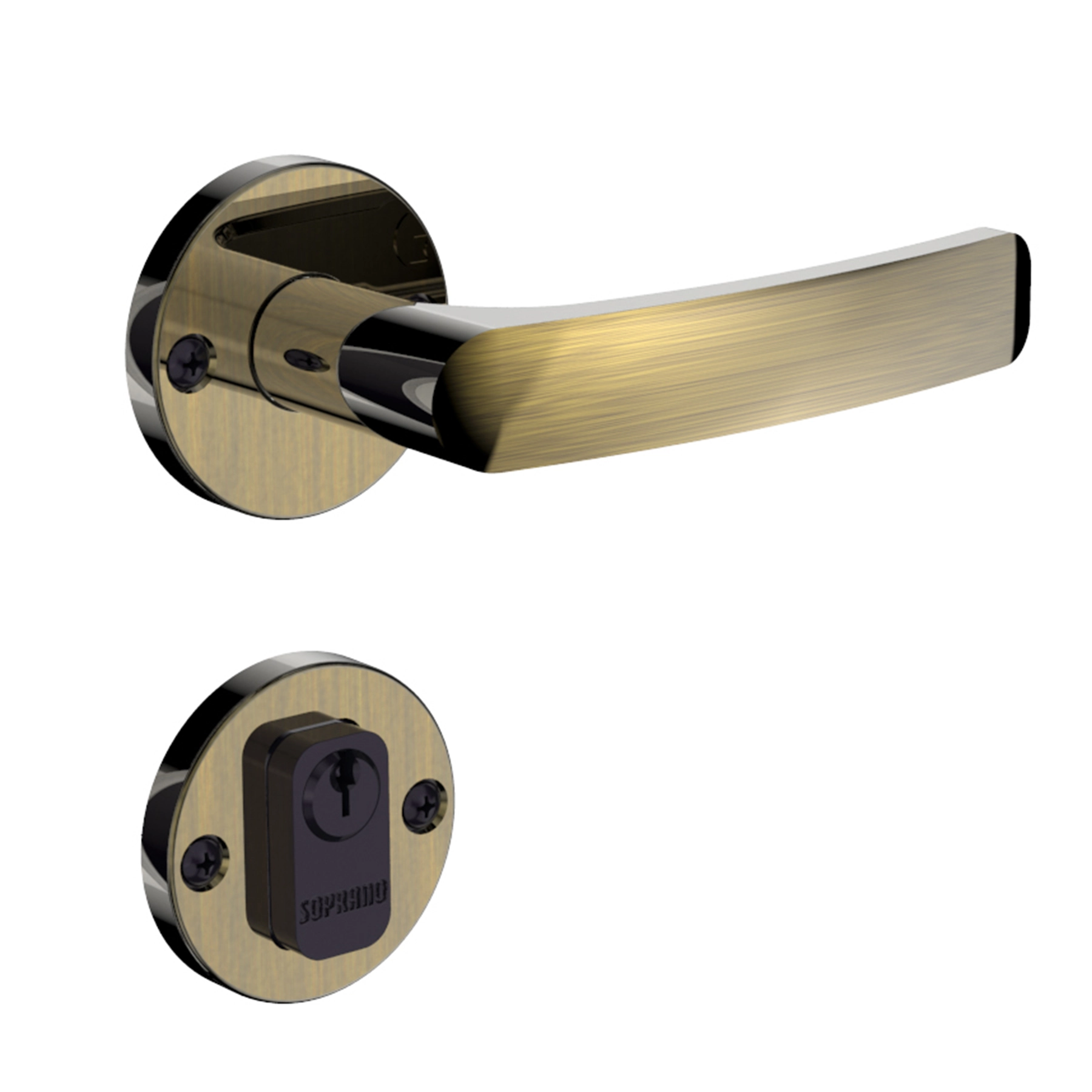 Fechadura Soprano para Porta de Entrada Antique 40mm Chave Simples Pali Brass