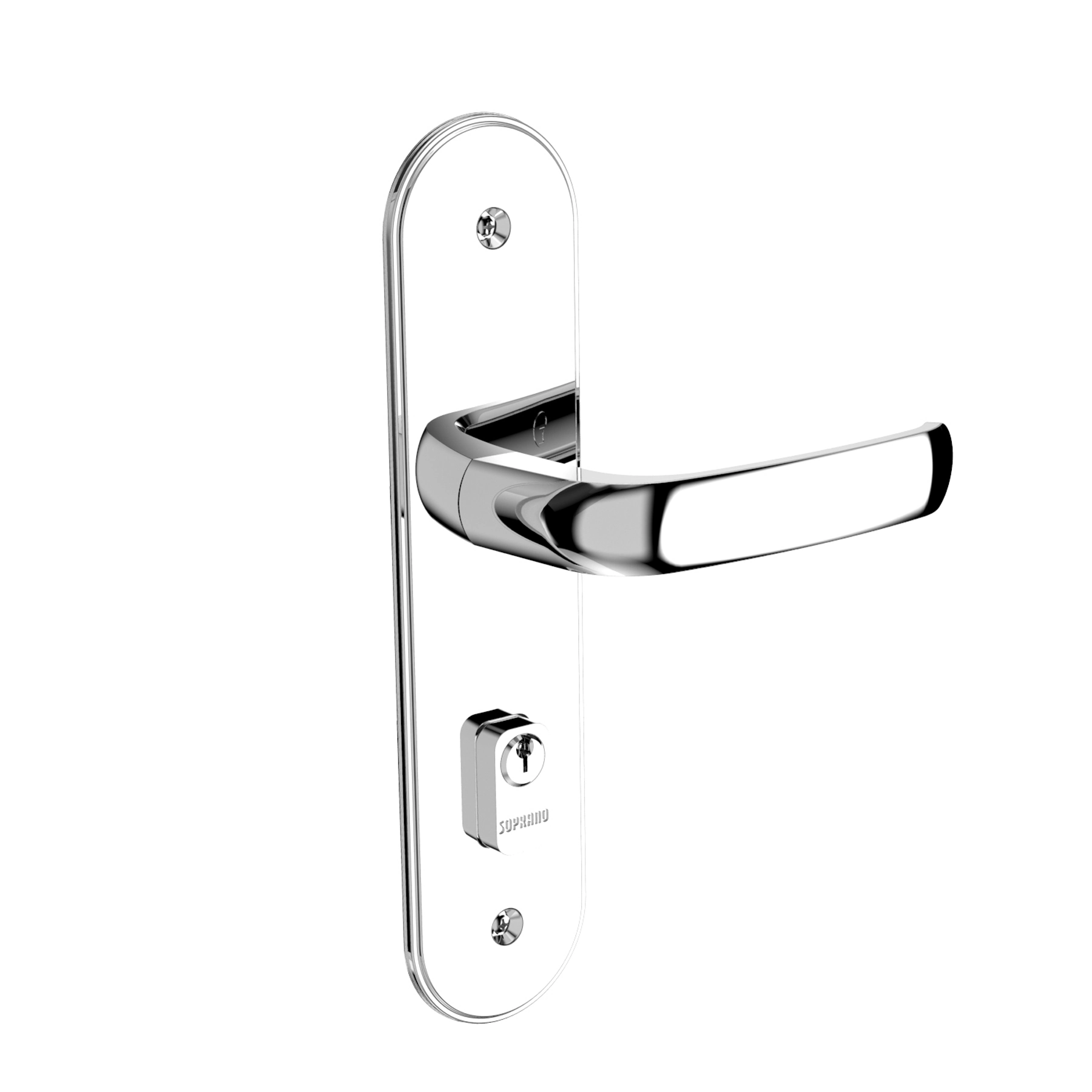 Fechadura Soprano para Porta de Entrada Cromado 40mm Chave Simples Icaroway