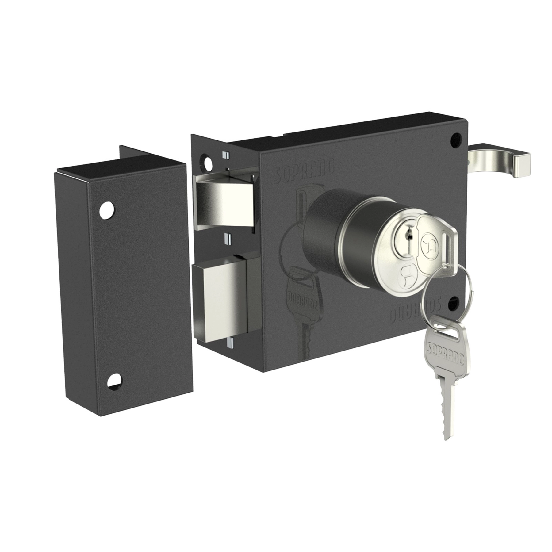 Fechadura para Portão Reversível Sobrepor Preto 100mm Comum Soprano
