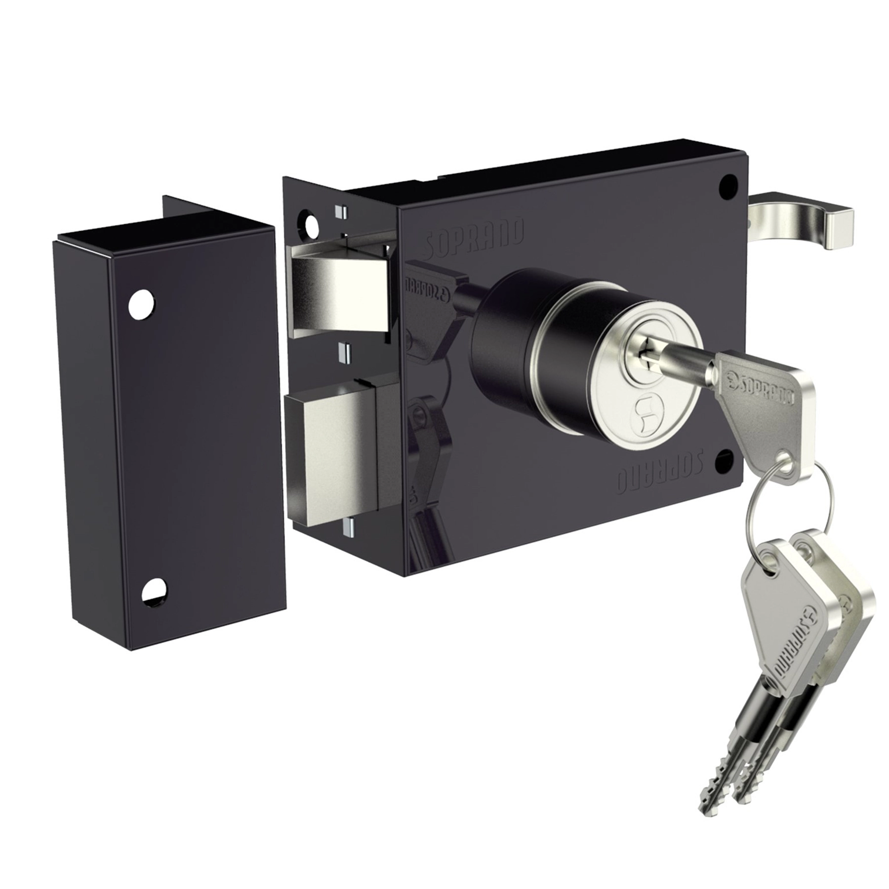 Fechadura para Portão Trinco Reversível Sobrepor 100mm Preto Tetra Soprano