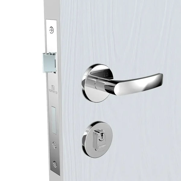 Fechadura Pali Reta Externa Roseta Redonda Cromada 55mm Ros38 (55x70 Py53) Soprano