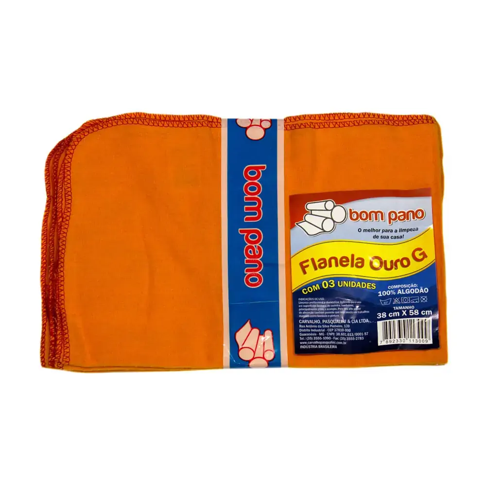 Flanela Ouro Pano Bom 38x58 Tam.g 4534