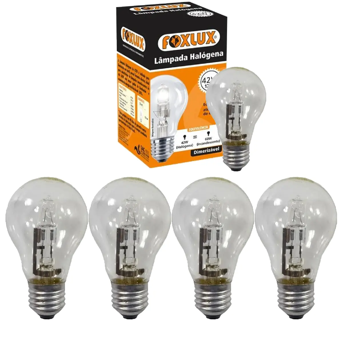 Kit 5 Lâmpada Halógena Clássica Foxlux 42w 127v