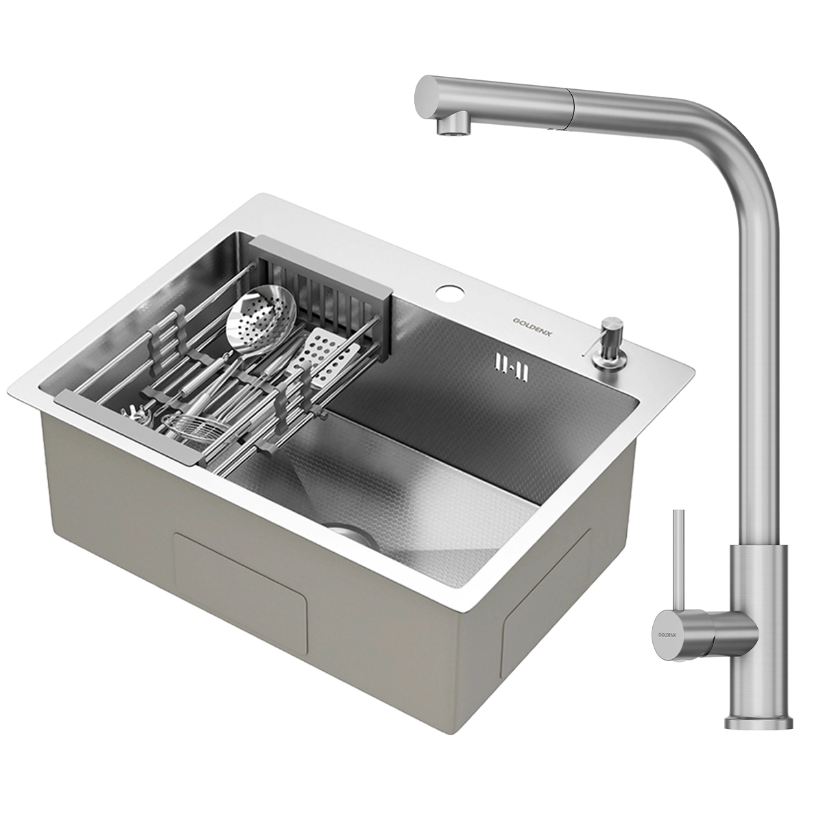 Kit Cuba Gourmet Quebec 60cm Aço Inox 304 e Torneira Gourmet Toronto Aço Inox GoldenX