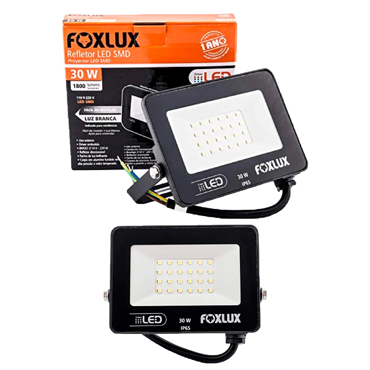 Kit 2 Refletor Led Foxlux 30w 6500k Bivolt