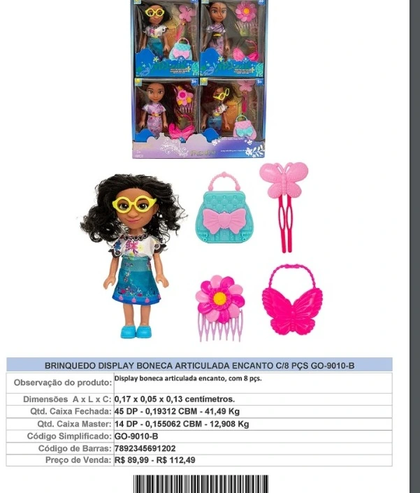Brinquedo Display Boneca Articulada C/8 Pcs Go 9010 B