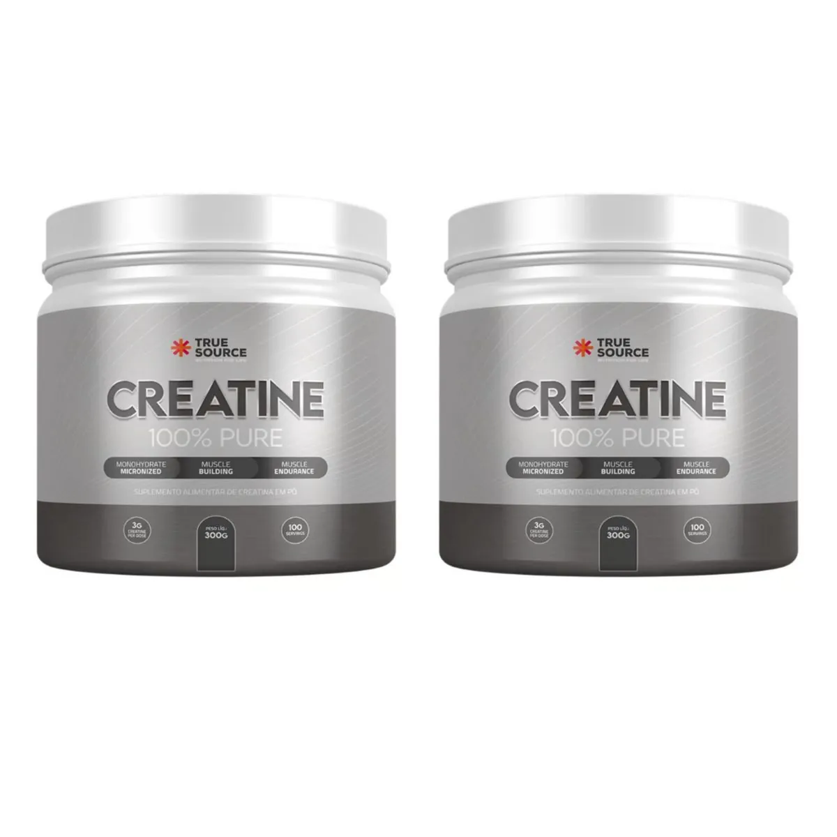 Kit 2 True Creatine 100% Pure Creatina Monohidratada 300g TrueSource Sem Sabor