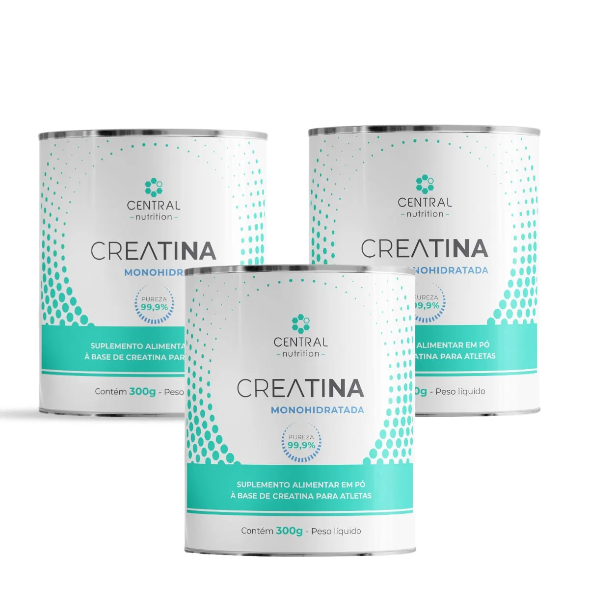 Kit 3 Creatina Monohidratada 99,9% Pureza 300g Central Nutrition Sem Sabor