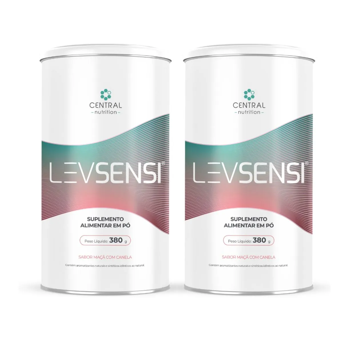 Kit 2 Levsensi Fibra Colágeno Vitaminas 380g Central Nutrition Maçã com Canela