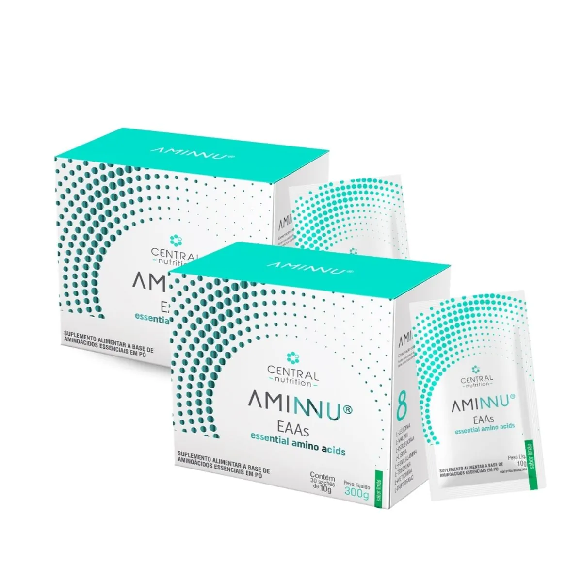 Kit 2 Aminnu EAAs Aminoácidos 30 Sachês 10g Central Nutrition Limão