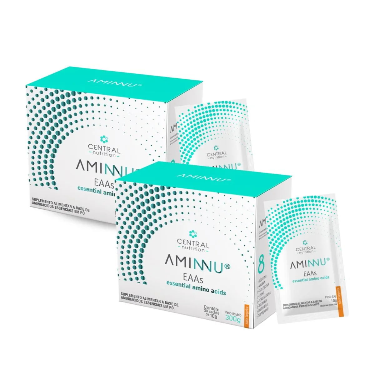Kit 2 Aminnu EAAs Aminoácidos 30 Sachês 10g Central Nutrition Tangerina