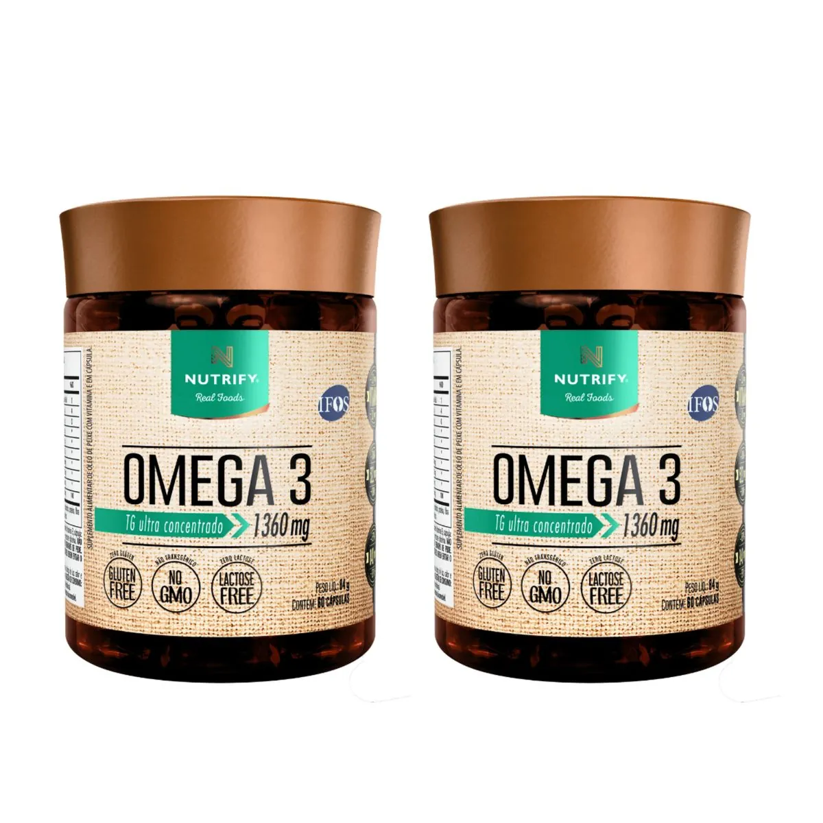 Kit 2 Ômega 3 Tg Ultra Concentrado EPA Nutrify 60 Cápsulas Sem Sabor