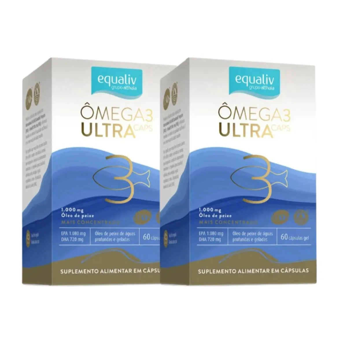 Kit 2 Ômega 3 Ultra Caps 1000mg Sem Mercúrio+Concentrado Equaliv 120 caps Neutro