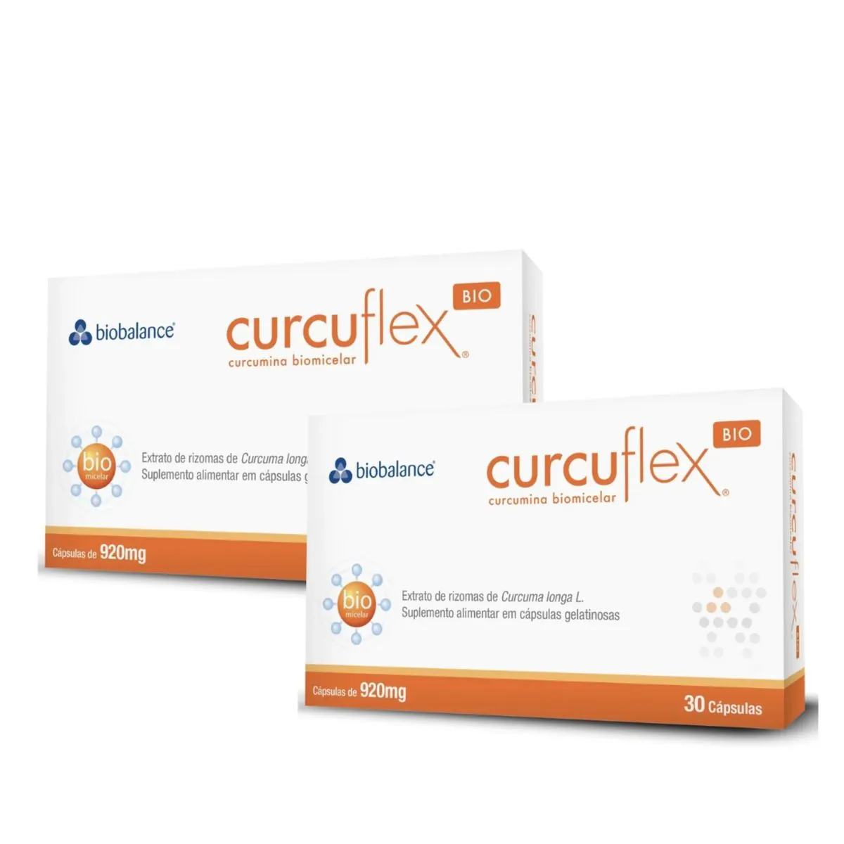 NAO EXPORTAR Kit 2 Curcuflex Curcumina Tecnologia Biomicelar 30 Cáps Biobalance Sem Sabor