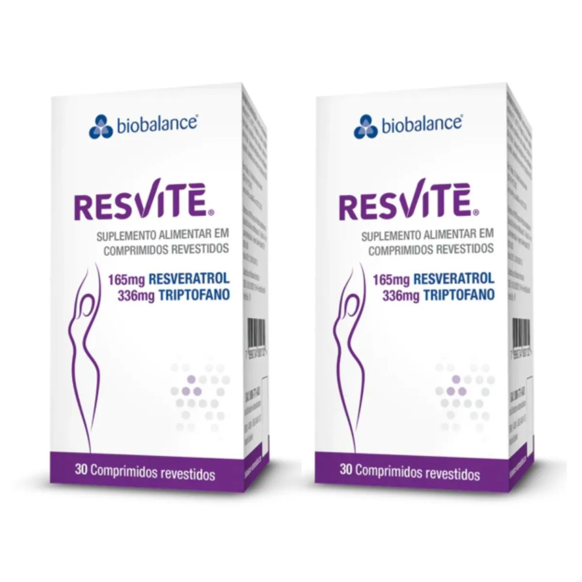 Kit 2 Resvitè Resveratrol Triptofano 30 Comprimidos Biobalance Sem Sabor