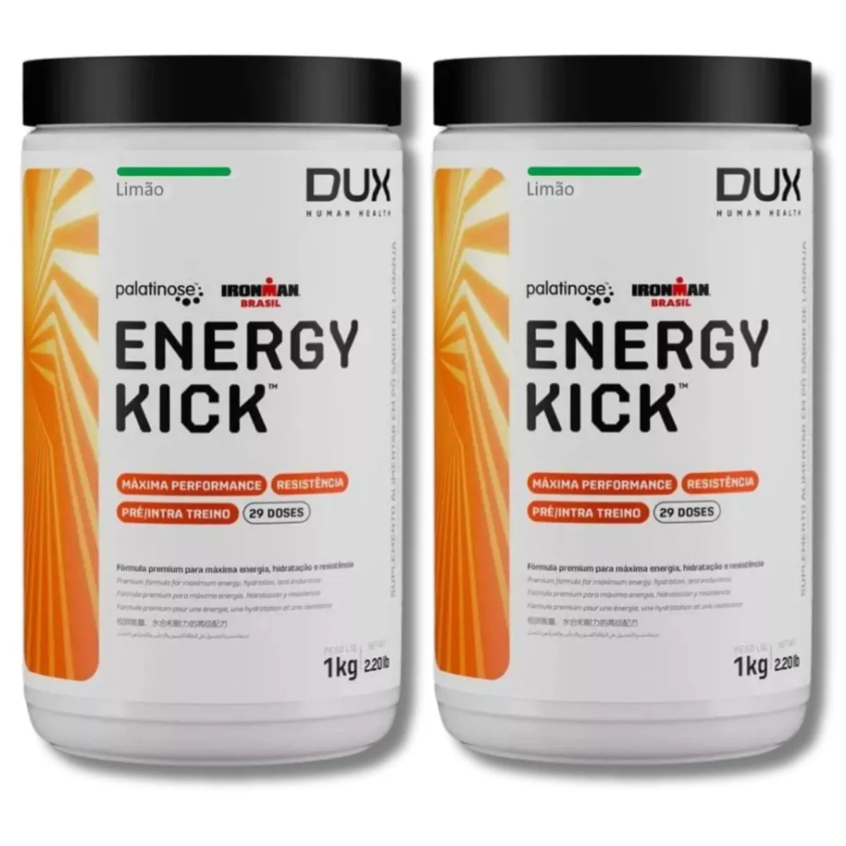 KIT 2 Energy Kick SEM CAFEÍNA Dux Nutrition Sabor:Limão
