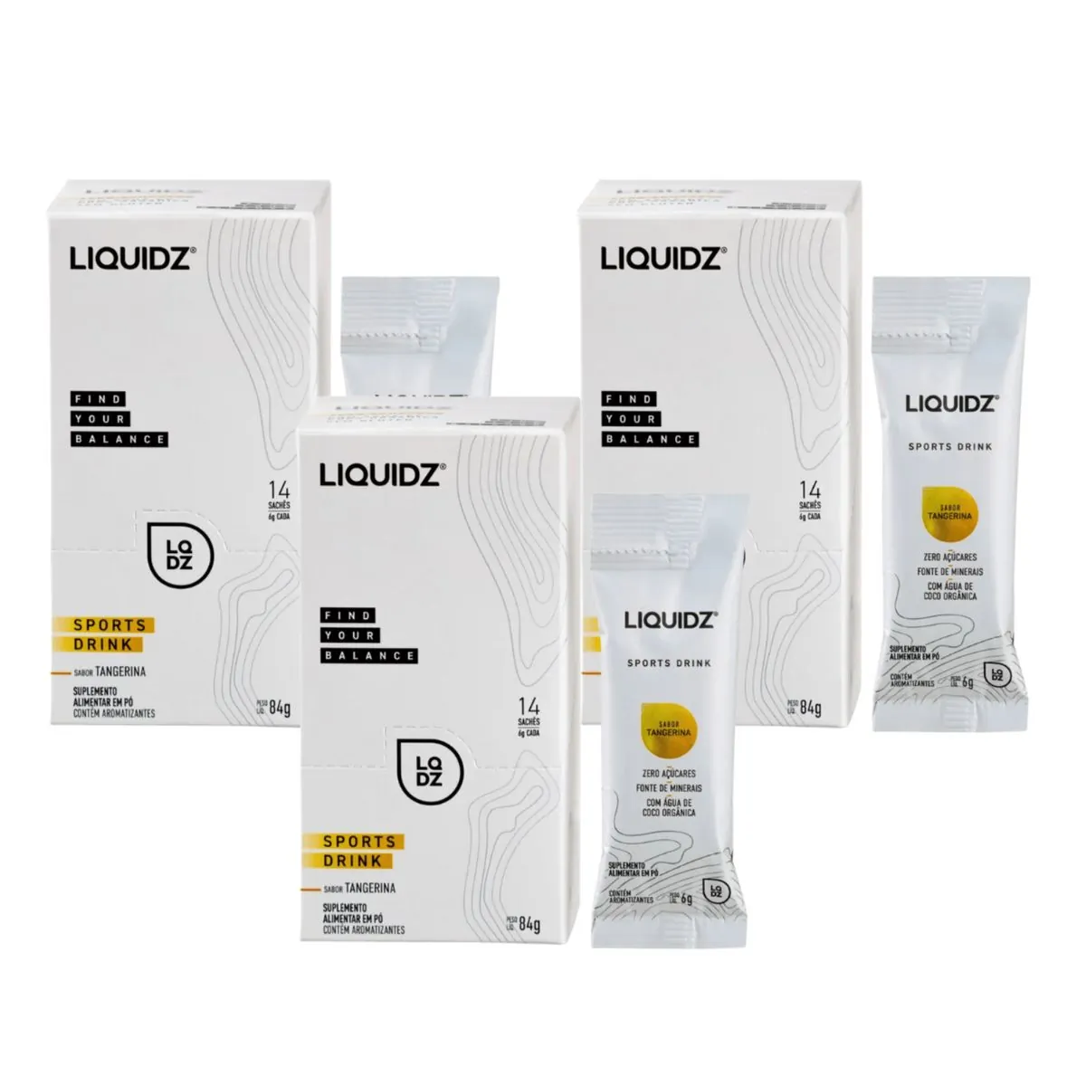 Kit 3 Sport Drink Liquidz caixa 14 Saches Tangerina