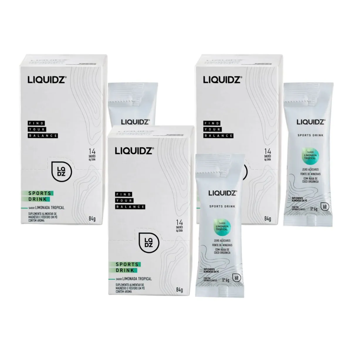 Kit 3 Sport Drink Liquidz caixa 14 Saches Limonada Tropical