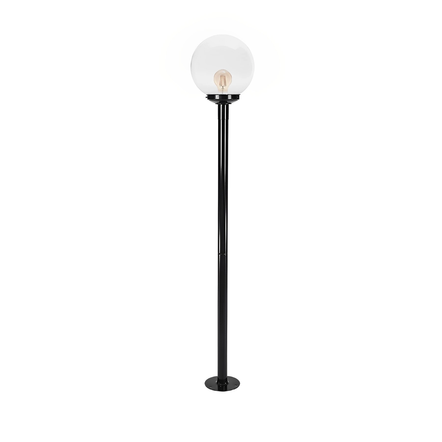Poste de Jardim 1 Lâmpada Preto 2,16m com Globo Vidro Transparente Blumenau