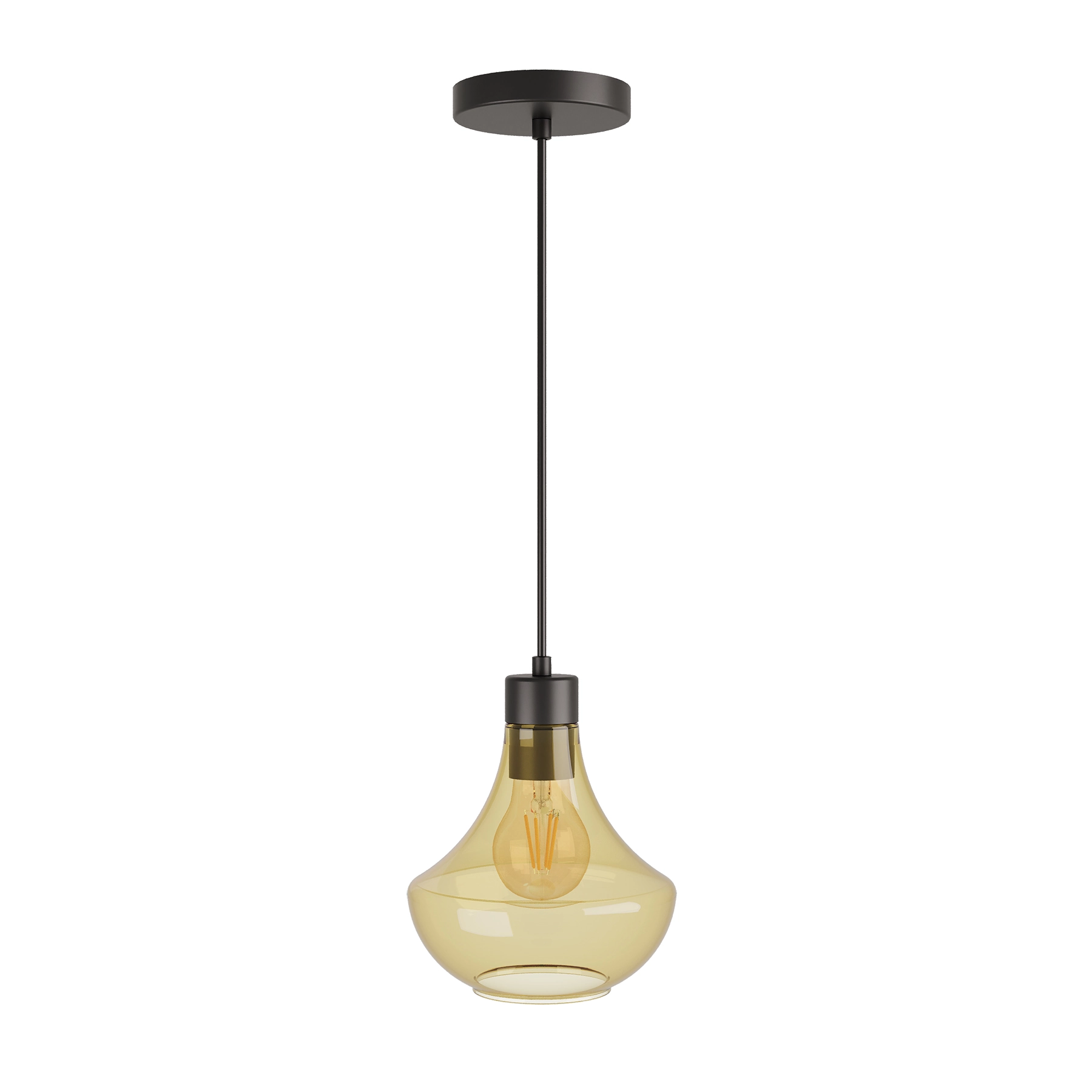 Pendente Cone para 1 Lâmpada Vidro Âmbar Verbena Blumenau Iluminação