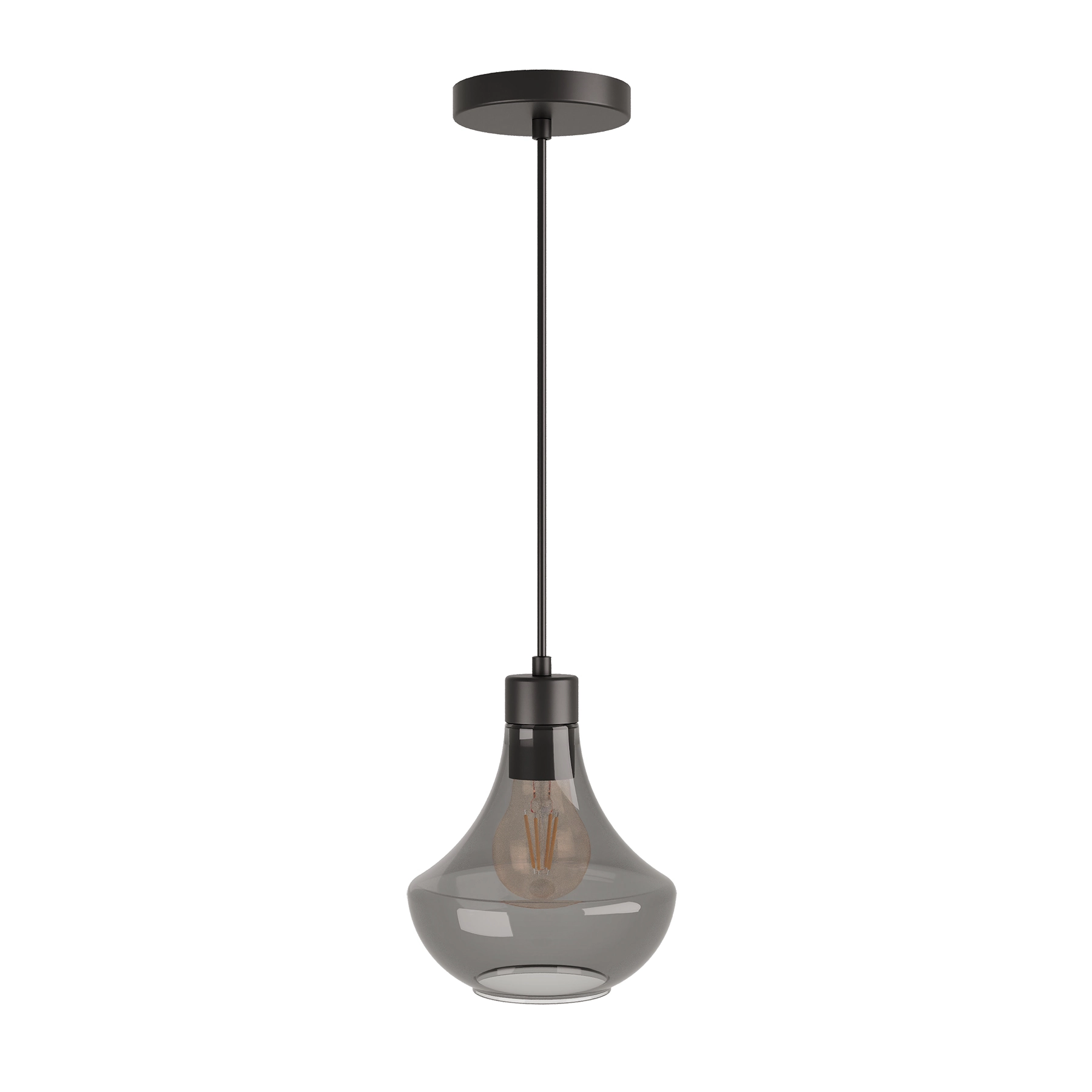 Pendente Cone para 1 Lâmpada Vidro Fumê Verbena Blumenau Iluminação
