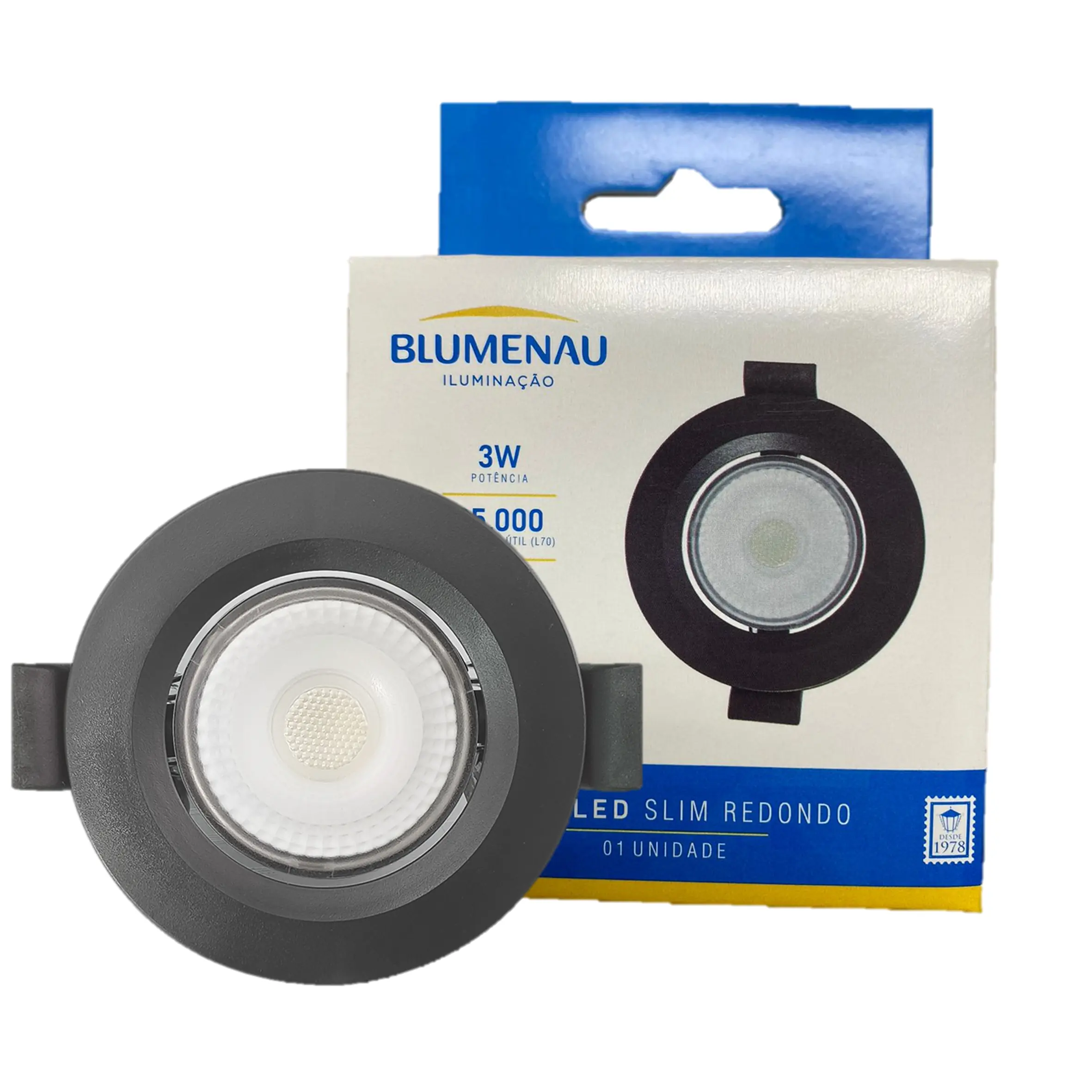 Spot Led Preto Redondo Embutir 3w Branco Frio 6500k