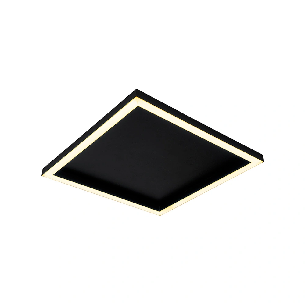 Plafon Led Blumenau Square De Sobrepor 15w Bivolt Preto 2700k Luz Amarela