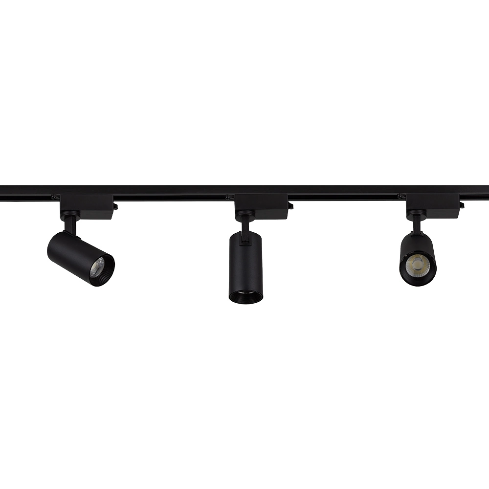 Trilho Eletrificado Com 3 Spots Led Up Blumenau 15w Bivolt Preto 6500k Luz Branca