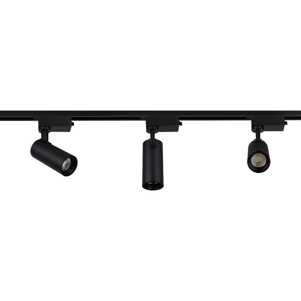 Trilho Eletrificado Com 3 Spots Led Up Blumenau 30w Bivolt Preto 6500k Luz Branca