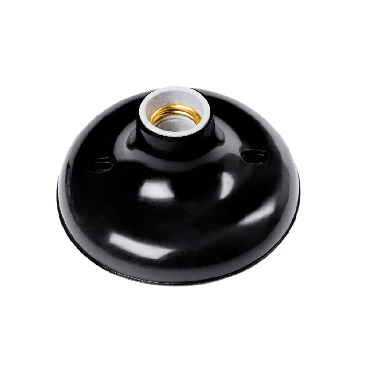 Plafon Redondo Para Lâmpada Bocal Porcelana Preto - Plaslumi, Opção: Preto