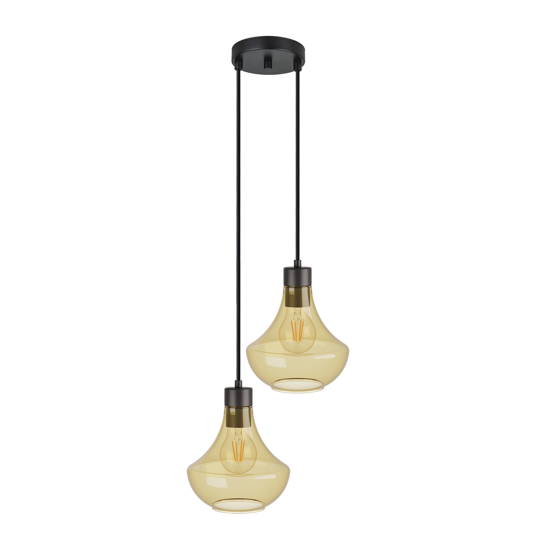 Pendente Cone para 2 Lâmpadas Vidro Âmbar Verbena Blumenau Iluminação