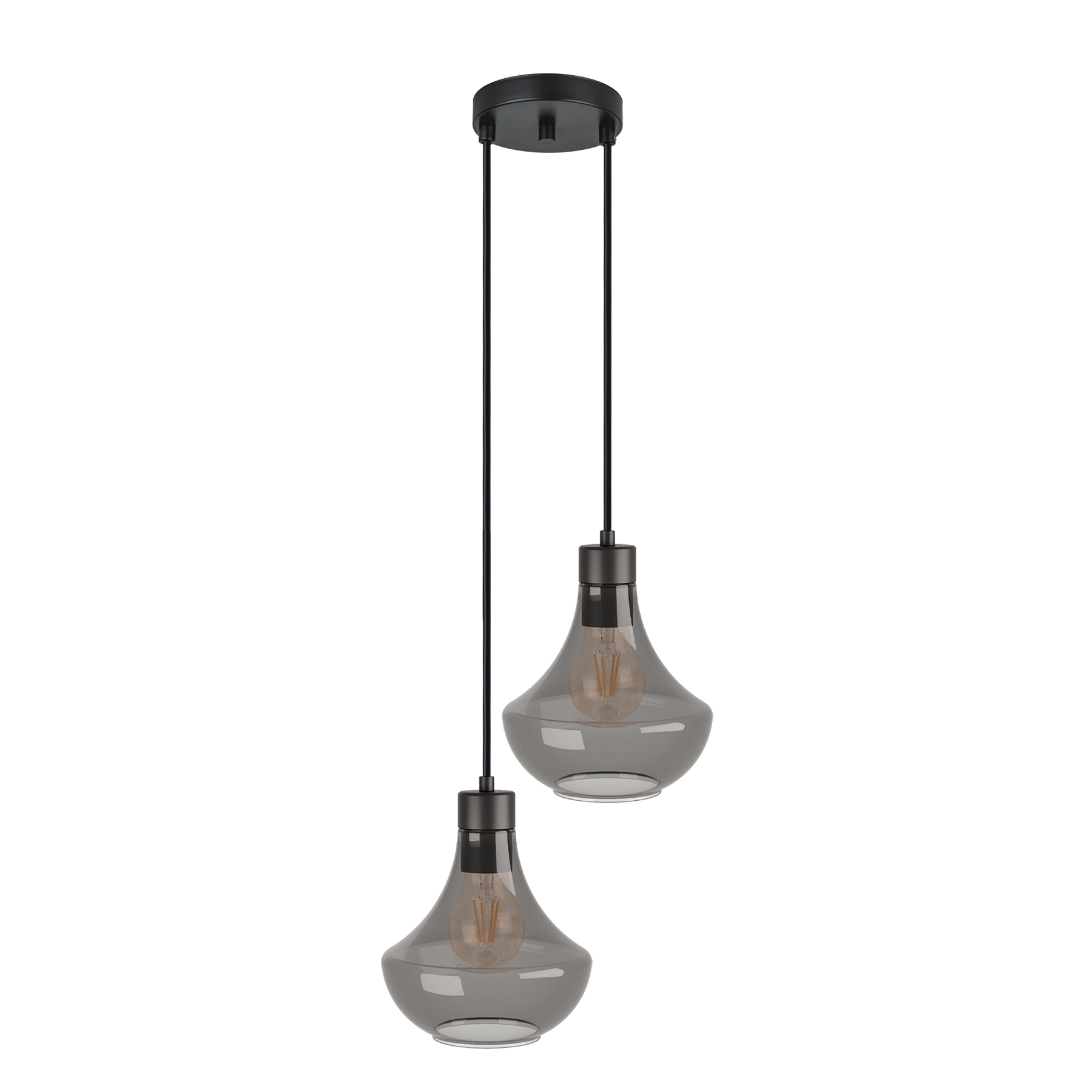 Pendente Cone para 2 Lâmpadas Vidro Fumê Verbena Blumenau Iluminação