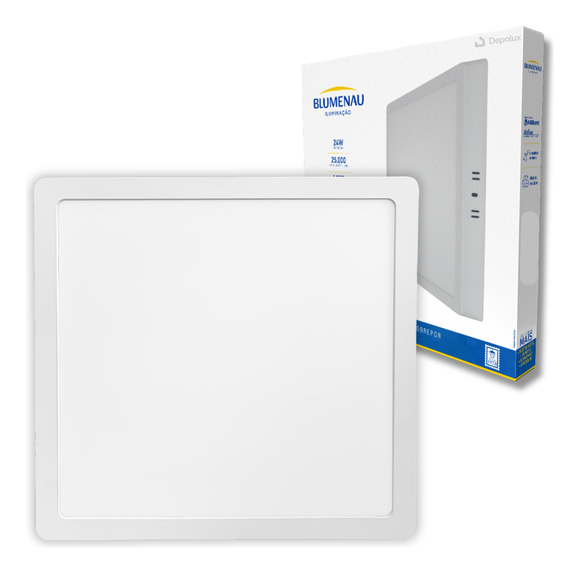 Painel De Led Quadrado 24w Play Sobrepor Branco Bivolt Blumenau 4000K