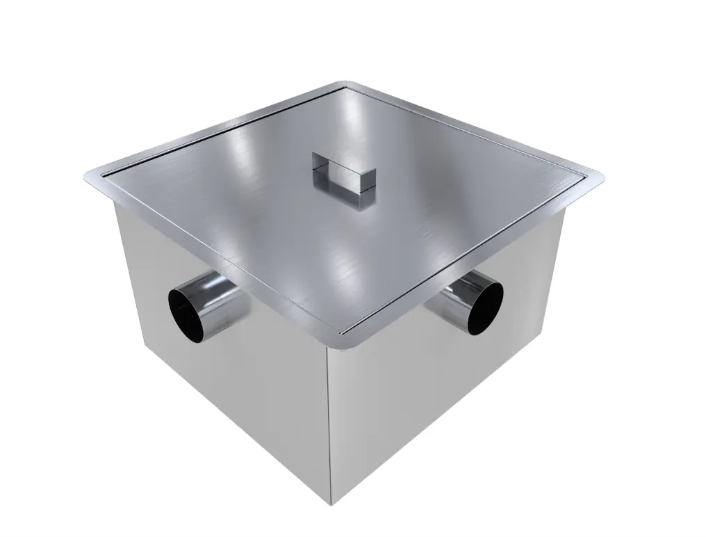 Caixa De Gordura Industrial Inox Com Cesto 45x45x28cm