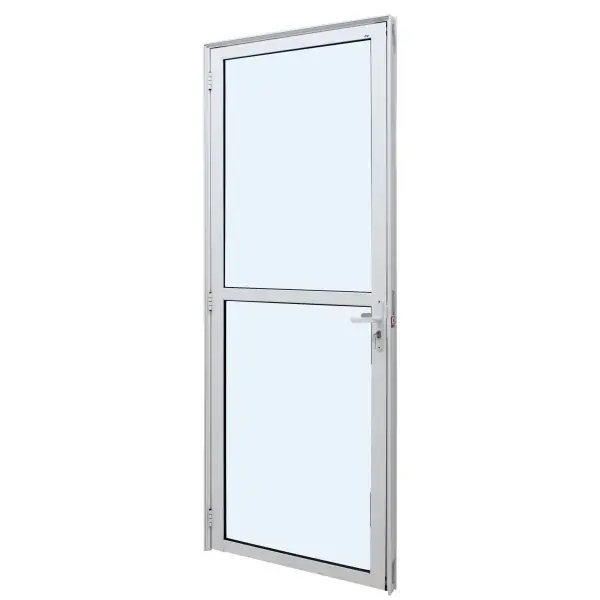 Porta Alumínio Branco 215x80x6,6cm Com Vidro Liso Incolor Jap Perfecta Max Direita