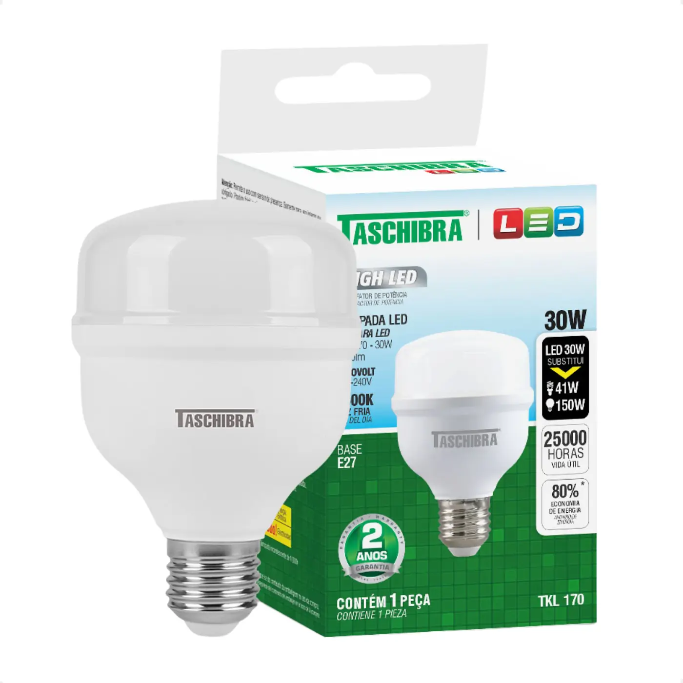 Kit 10 Lâmpadas High Led Tkl 30w Taschibra E27 Bivolt 6500k Frio