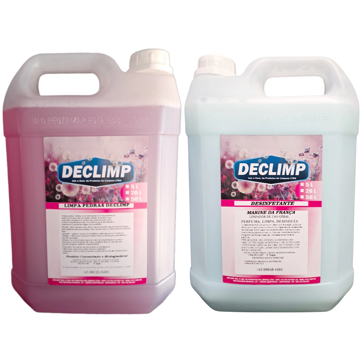 Kit De Limpeza Pesada 5l Detergente Limpa Pedras + Desinfetante Marine Declimp
