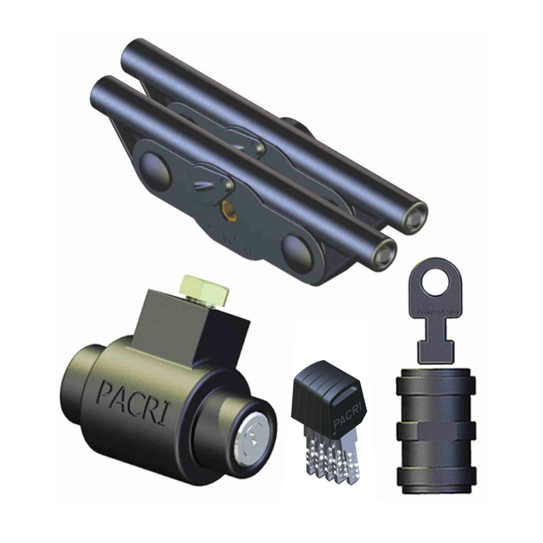 Kit Cadeado Chão e Fechadura Zamac Preto 329M KIT Pacri