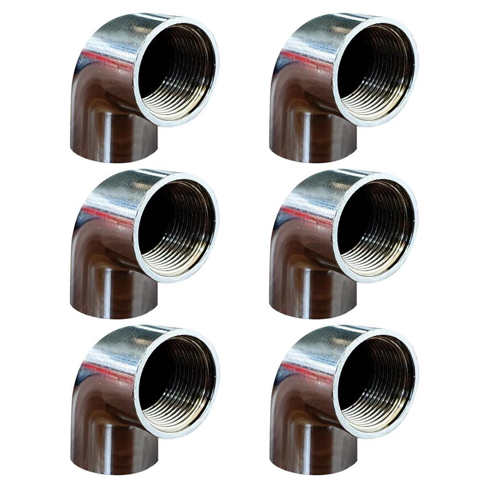 Kit 6 Joelho Cotovelo Curva 90º Metal Cromado Fêmea 1/2