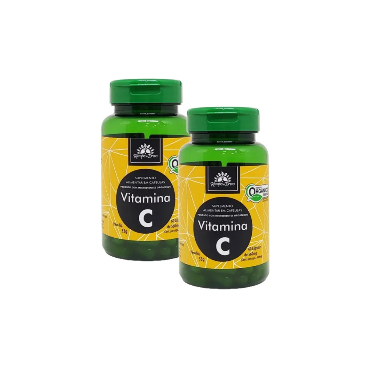 Kit 2X: Vitamina C 430mg Orgânica Kampo de Ervas 60 Cápsulas