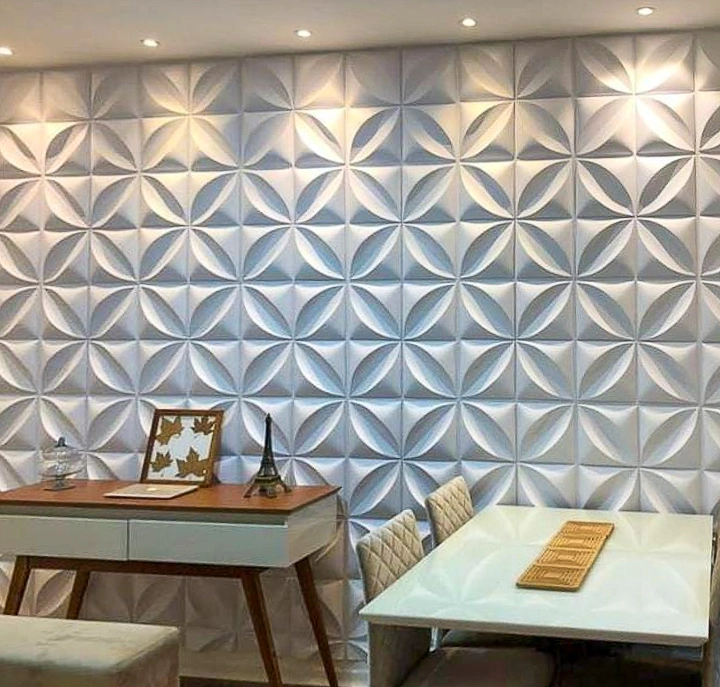 Kit 4 Paineis Placas Revestimento Decorativo Parede Texturizado Fachada Plastico Petalas 3d Pvc