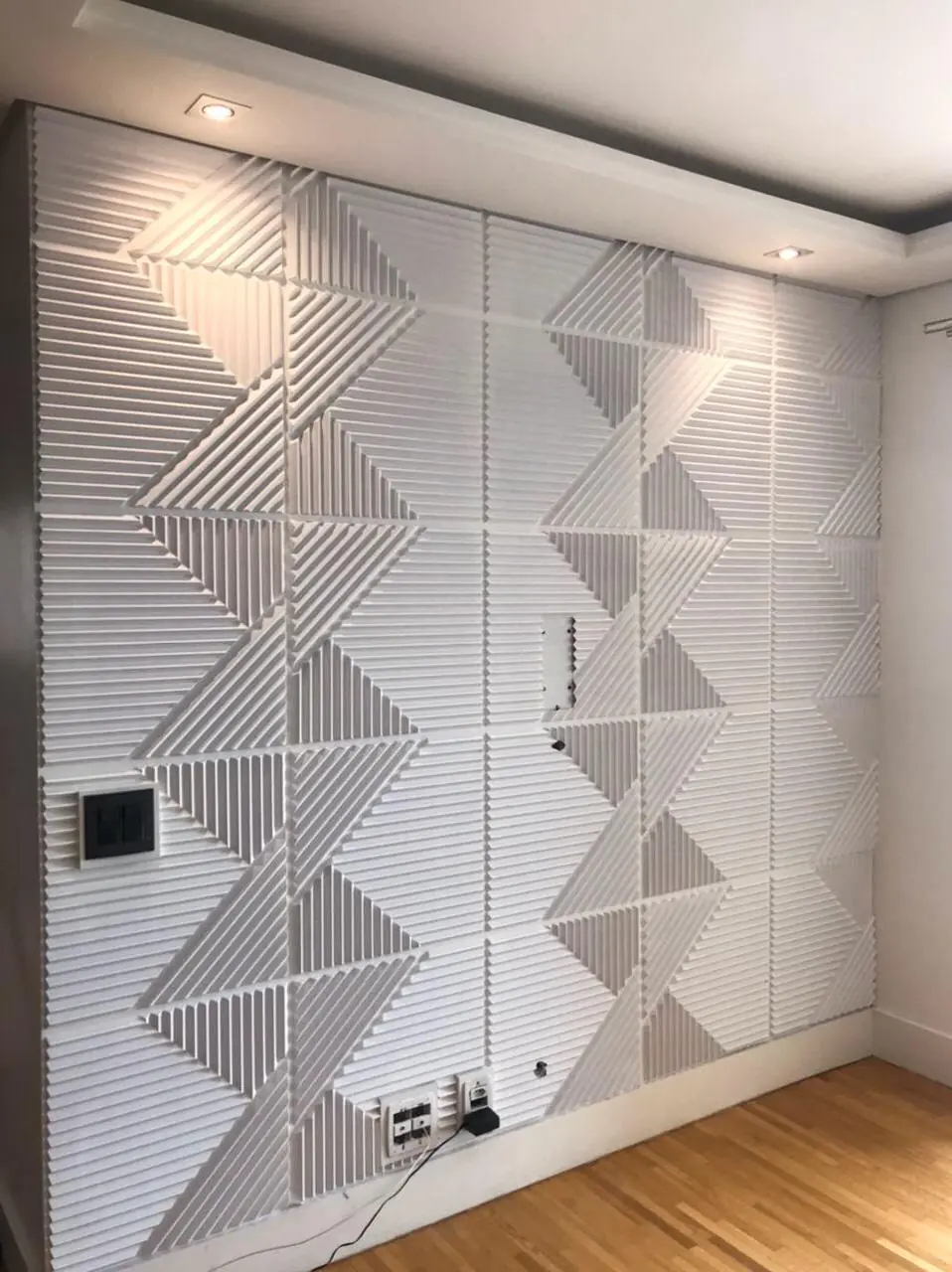 Kit 9 Placas Painel Revestimento Parede Ripado Flexivel Relevo Decorativo 50cmx50cm 3d Pvc