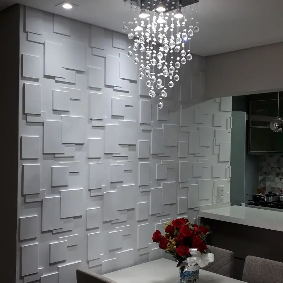 Kit 16 Placas Decorativas 4m² Acabamento Parede Forro Flexivel Fosco Teto Branco 50cmx50cm 3d Pvc