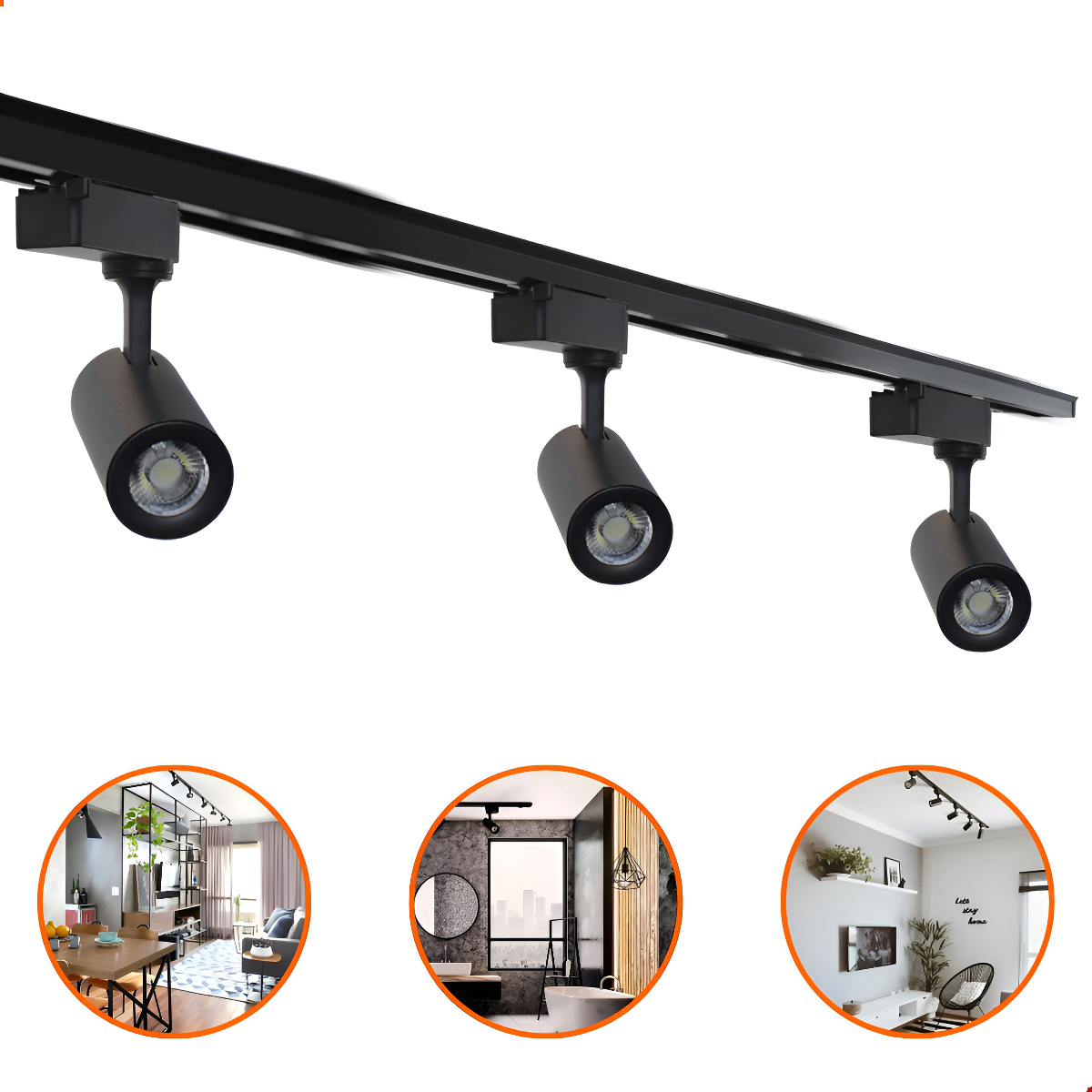 Kit Trilho Eletrificado 2m + 3 Spot Led 7w Preto Luz Neutro 4000k
