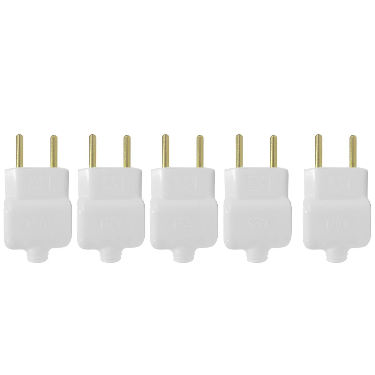 Kit 5 Plug Tomada Pino Macho Prensa Cabo 2p Branco 20a 250v