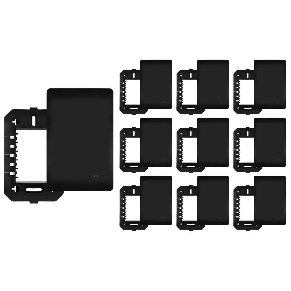 10 Placa Cega Com Suporte Fame Habitat Black 4x2 Preta