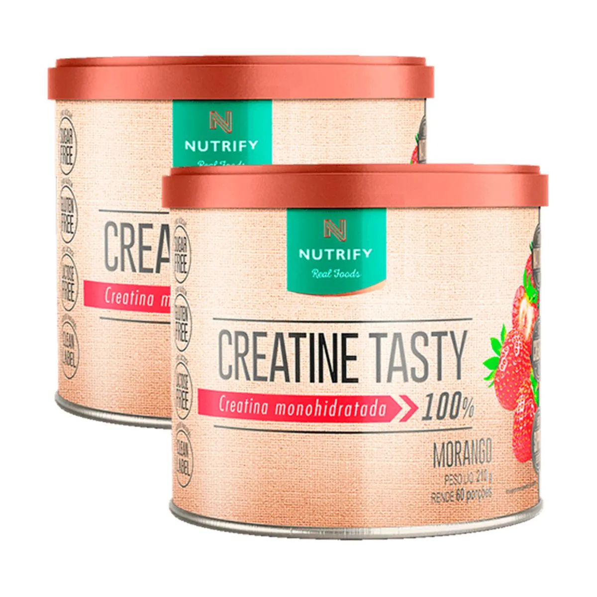 Kit 2X: Creatine Tasty Creatina Monohidratada Morango Nutrify 210g