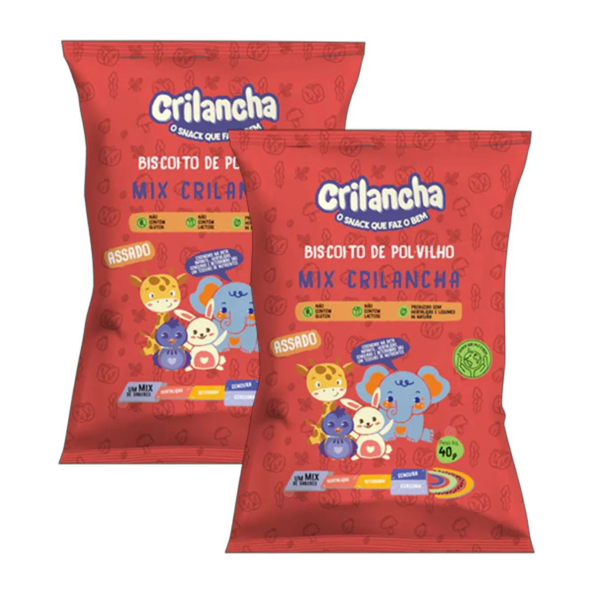 Kit 2X: Biscoito de Polvilho Mix Vegano Orgânico Crilancha 40g