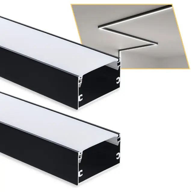 4 Perfil De Led Sobrepor Alumínio 40x20mm Com 1 Metro Preto